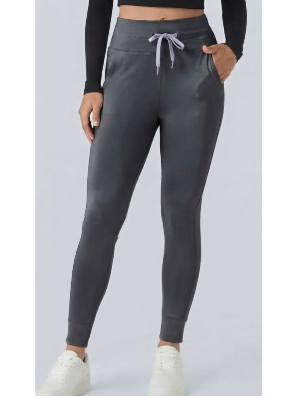 Halara SoftlyZero Plush High Waisted Drawstring Pocket Joggers Dark Gray XS NWT